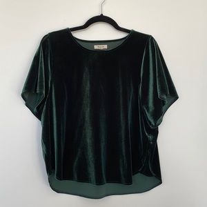 Madewell velour velvet green blouse